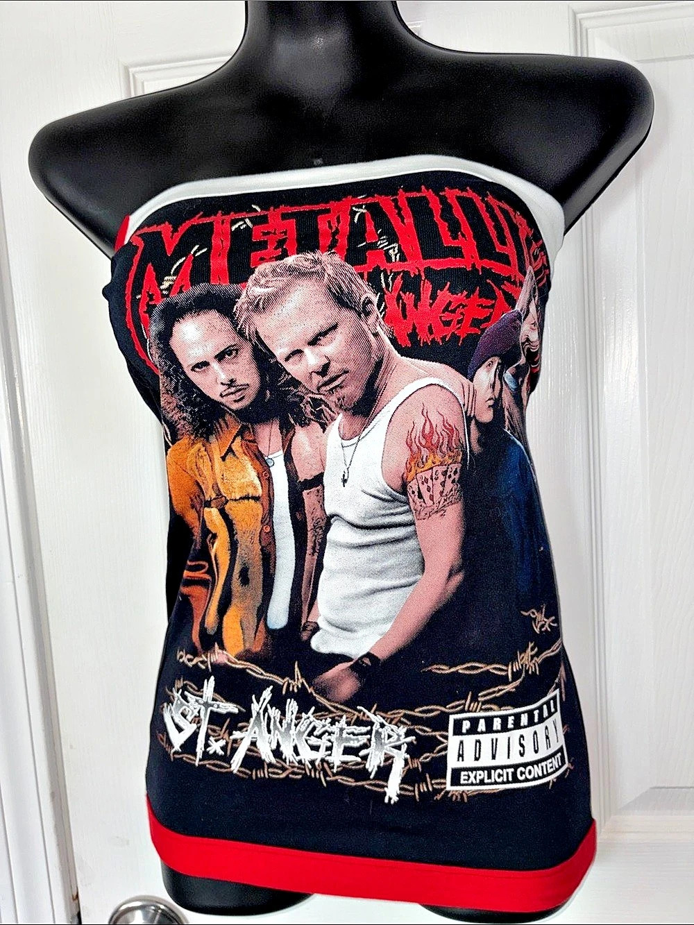Graphic Music Tank Top in Black & Red Like New